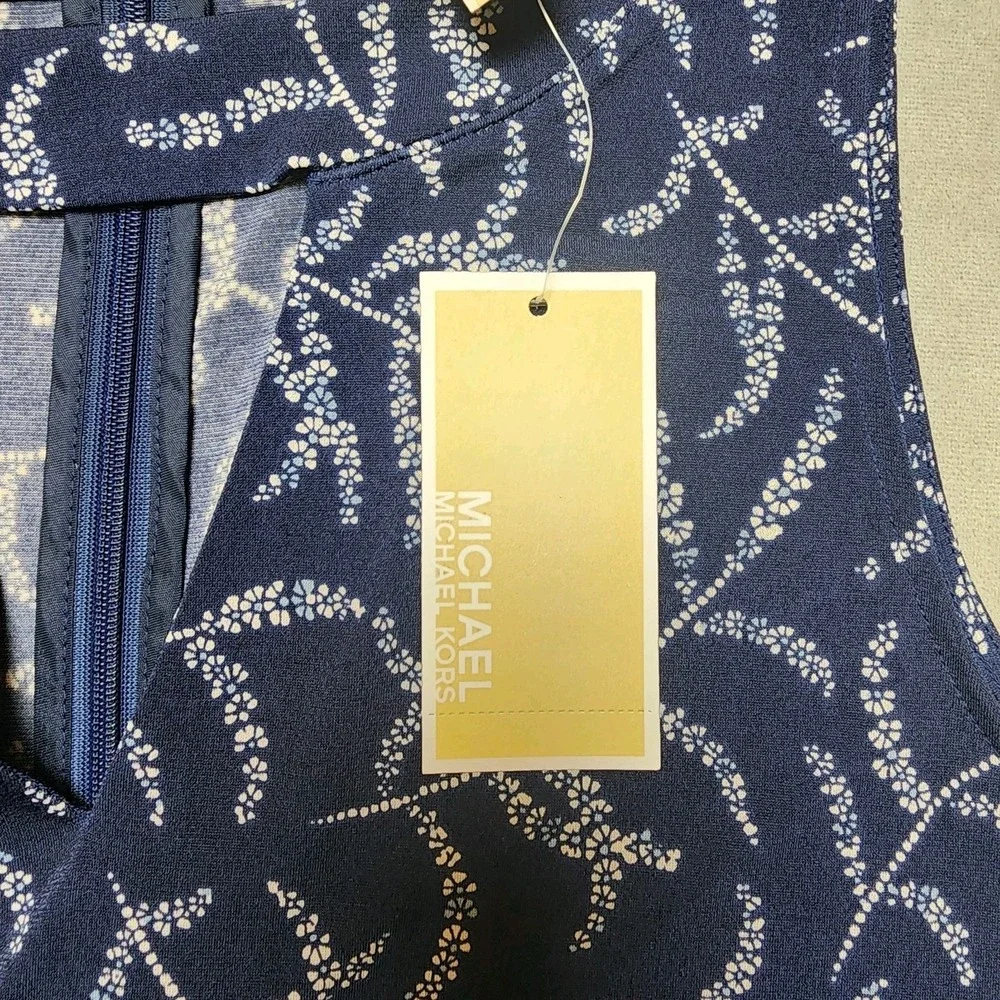 NWT Michael Kors Women's Floral Print Sleeveless Tank Top‎ True Navy Size Small